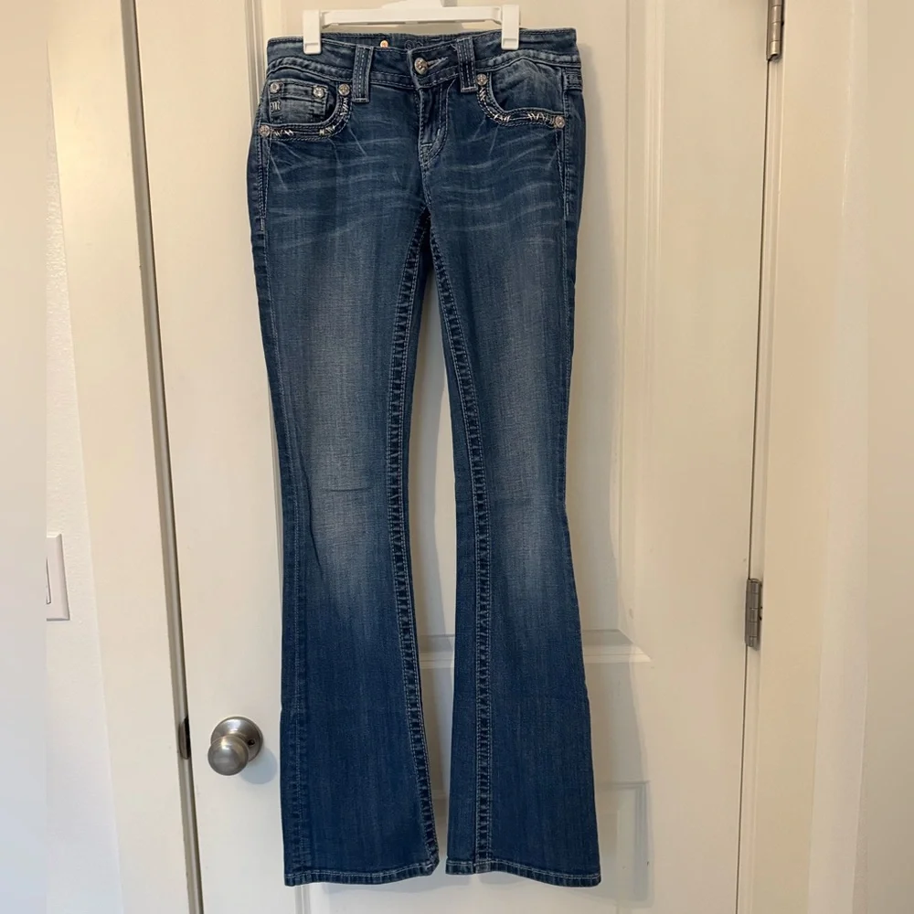 Miss Me Women's Blue Jeans with Embellished Pockets - Picture 4 of 7